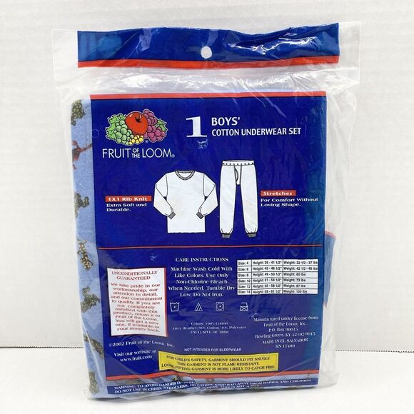 Vintage Walmart 2002 Fruit of the Loom Boys Size 10 Underwear Set Long Johns - Picture 2 of 9